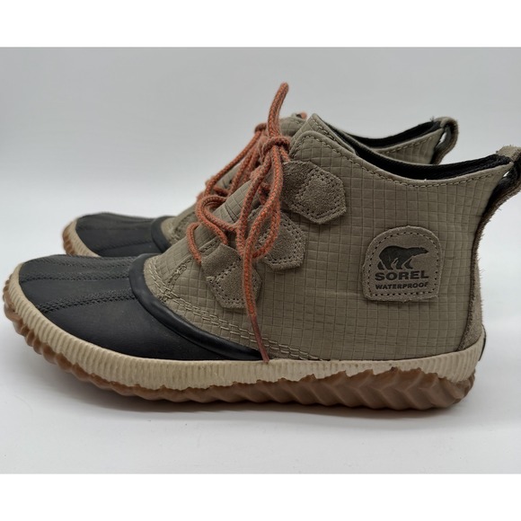 Sorel Shoes - Sorel Rain Boot Womens‎ Sz 9.5 Beige Blue Out N About Waterproof